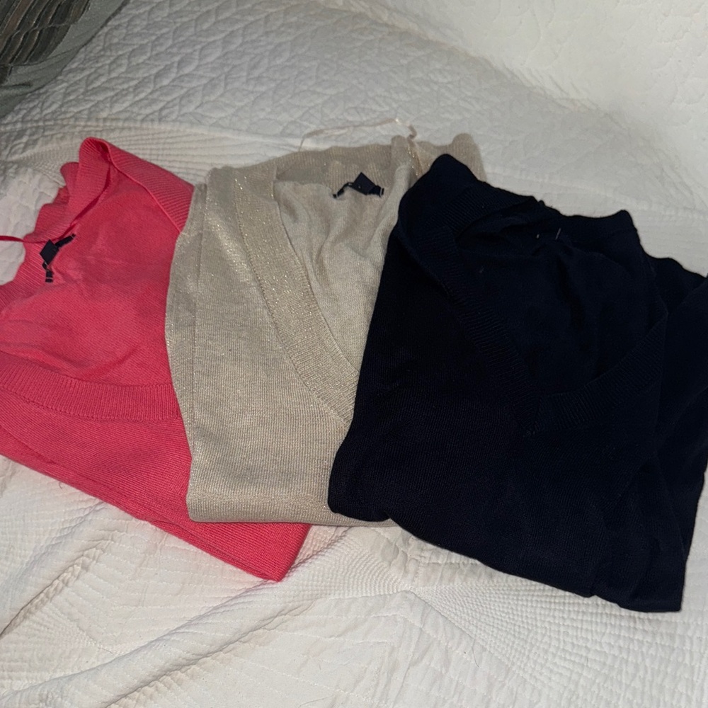 Kaibi Women’s V-Neck Sweater Trio - Pink, Cream, and Black